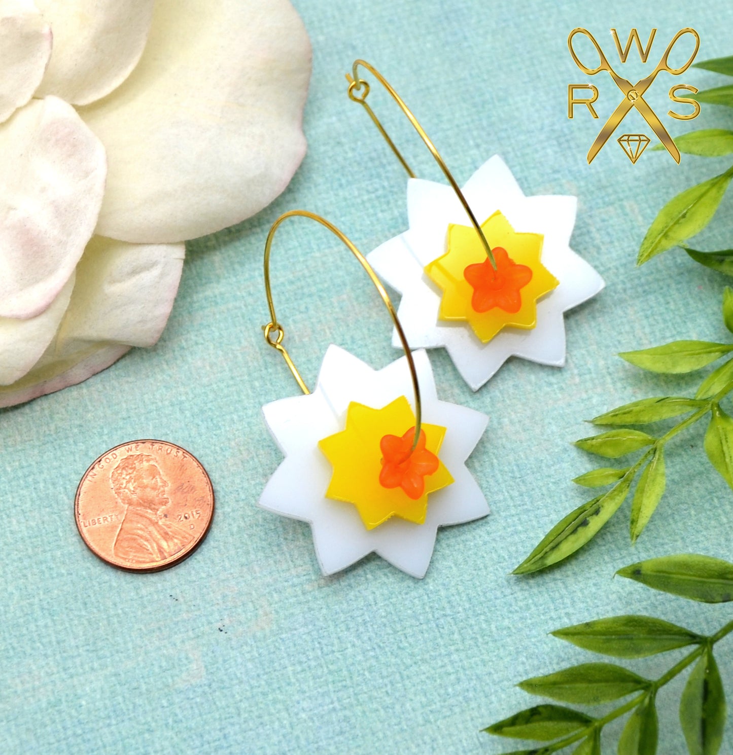 Daffodil Hoops - Laser Cut Acrylic Earrings