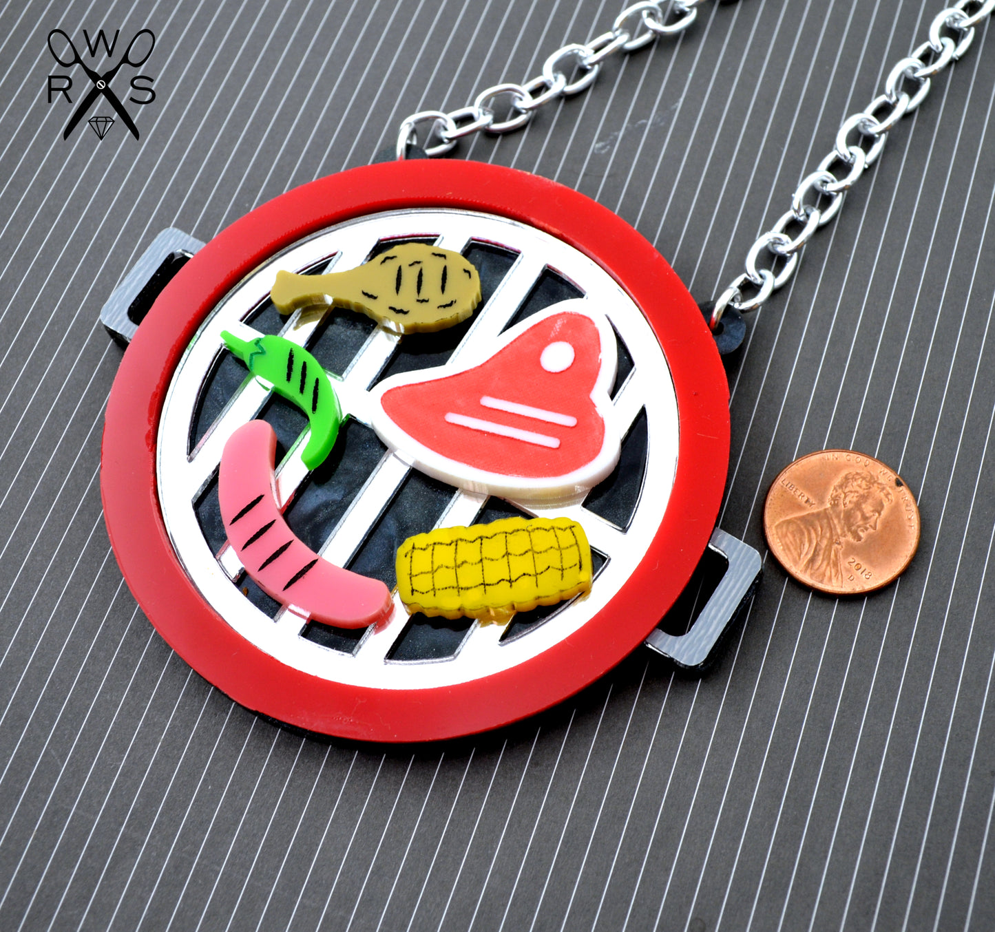 Damn Grill, You're HOT!  - Laser Cut Acrylic Statement Necklace