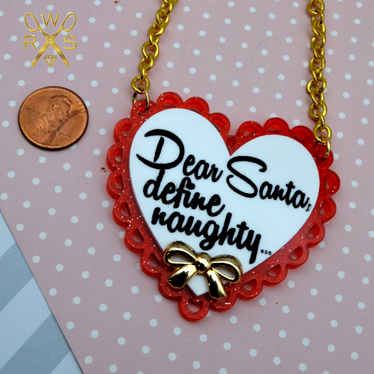 DEAR SANTA Define Naughty Necklace  - Laser Cut Acrylic Holiday Necklace