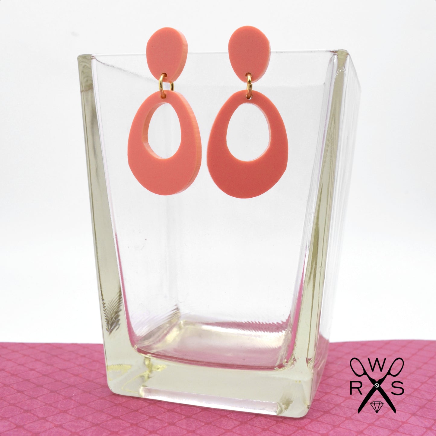 Everyday Dangle in Matte Coral Laser Cut Acrylic
