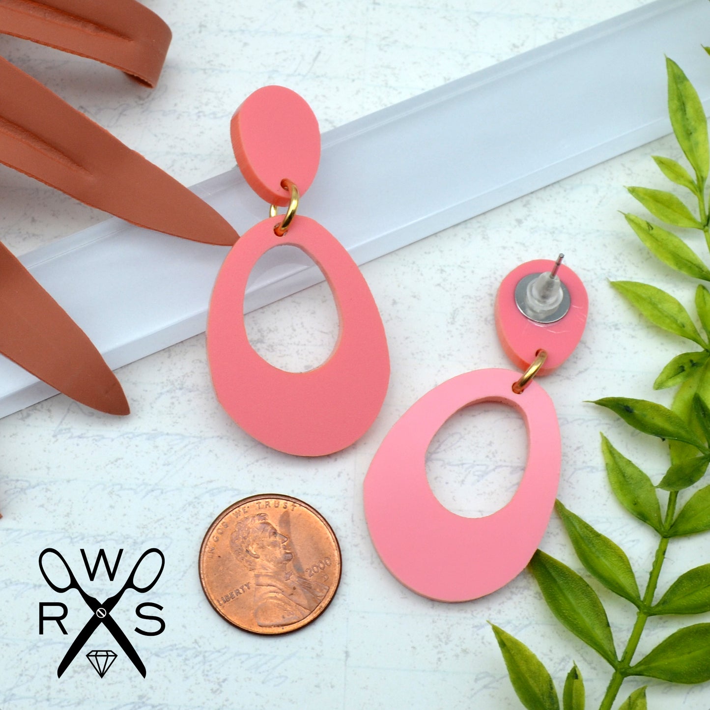 Everyday Dangle in Matte Coral Laser Cut Acrylic