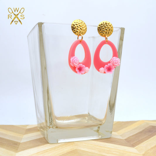 Floral Everyday Dangles in Pink Laser Cut Acrylic