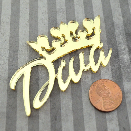 DIVA CROWN Word Cab in Gold Mirror Laser Cut Acrylic