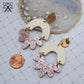 HAPPY BLOOM DANGLES in Ivory Leopard and Rose Gold Glitter Laser Cut Acrylic Post Earrings