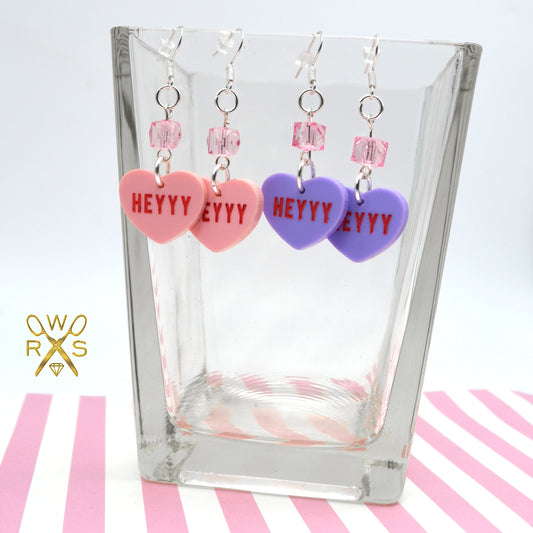 SALE HEYYY Laser Cut Acrylic Heart Dangle Earrings