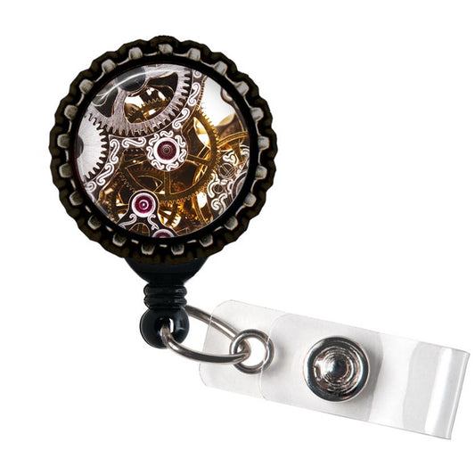 Clockwork Black Retractable Badge Reel ID Holder