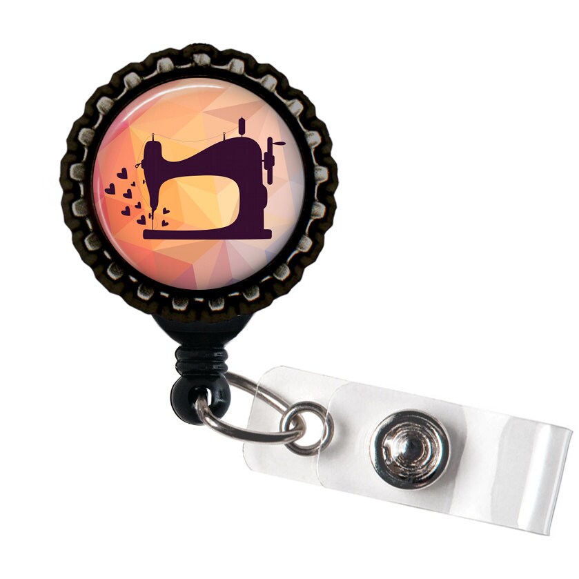 Seamstress Black Retractable Badge Reel ID Holder