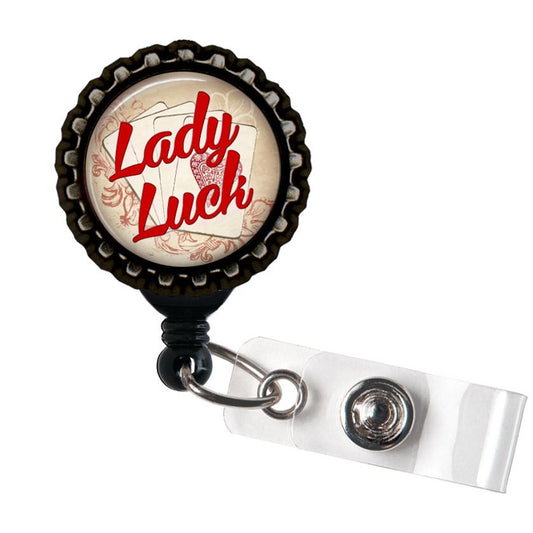 Lady Luck Black Retractable Badge Reel ID Holder