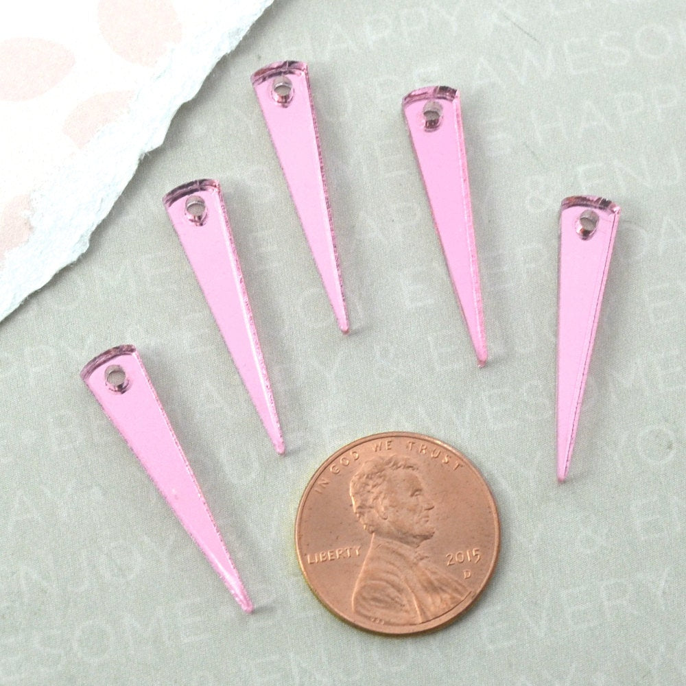 PINK MIRROR SPIKES Set of 5 Acrylic Charms