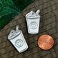 2- LOVE A LATTE - Fancy Fun Coffee Charms - In Silver Mirror Laser Cut Acrylic