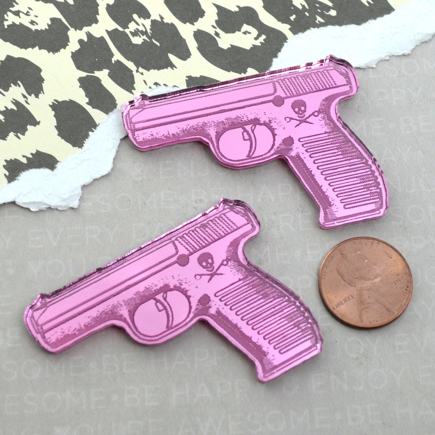 PINK PISTOL CABS- 2 Gun Cabs in Pink mirror Laser Cut Acrylic