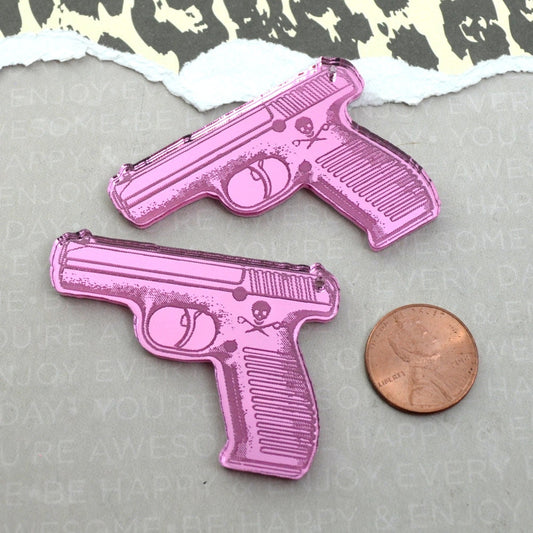 PINK PISTOL CHARMS Pink Mirror Acrylic Guns