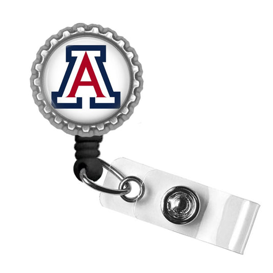 Red White and Blue A  University of Arizona Retractable Badge Reel ID Holder