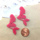 2 BUBBLEGUM PINK MERMAIDS Set of 2 Laser Cut Acrylic Cabochons