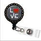 TEACHER LOVE Black Retractable Badge Reel ID Holder