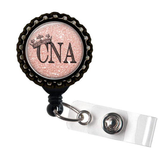 CNA ROYALTY Pink and Black Retractable Badge Reel ID Holder