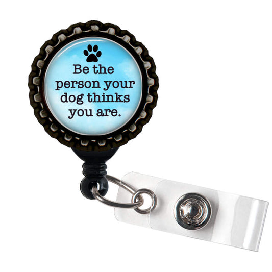 DOG LOVE Pawprint Black Retractable Badge Reel ID Holder