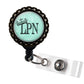 LPN ROYALTY Blue and Black Retractable Badge Reel ID Holder