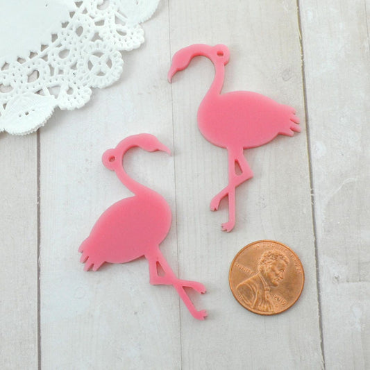 FLAMINGO CHARMS - Set of 2 in Bubblegum Pink Laser Cut Acrylic