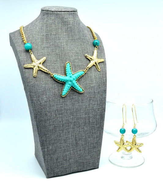 SALE SEA STARS Necklace and Earring Set
