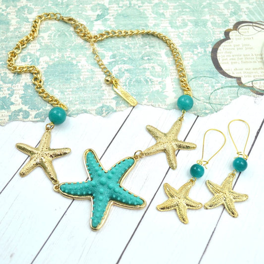 SALE SEA STARS Necklace and Earring Set