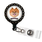 Pomeranian Face Black Resin Retractable Badge Reel ID Holder