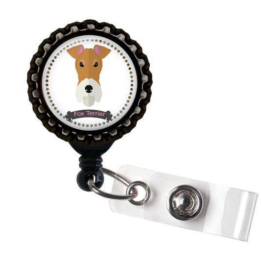 Fox Terrier Black Resin Retractable Badge Reel ID Holder
