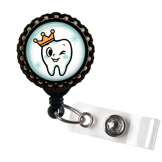 Happy Tooth Black Resin Retractable Badge Reel ID Holder