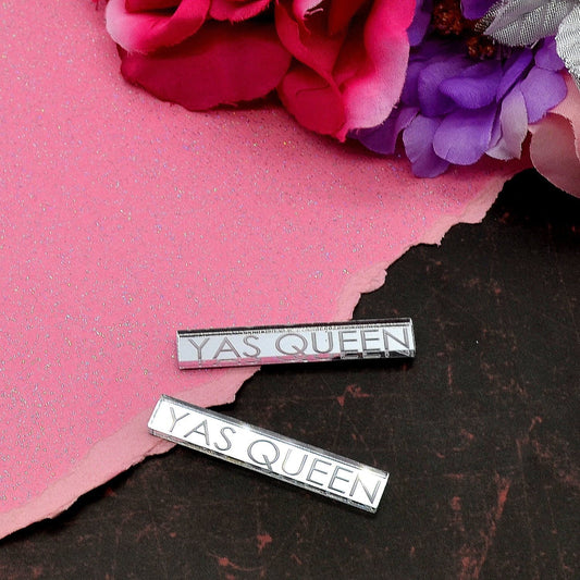 YAS QUEEN 2 Silver Mirror Cabochons Laser Cut Acrylic Cab