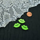 Lime Green Glitter Lips 3 Cabochons In Laser Cut Acrylic