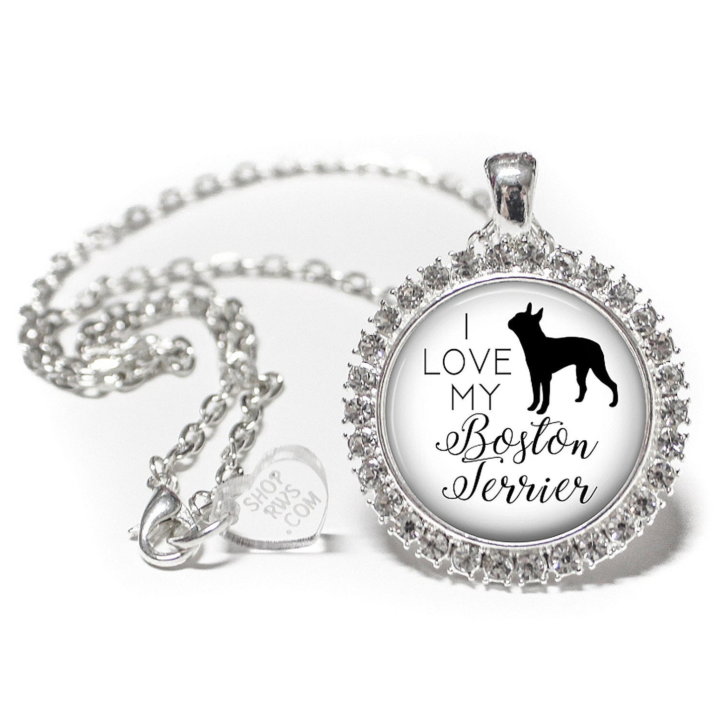 I Love My Boston Terrier Dog Necklace