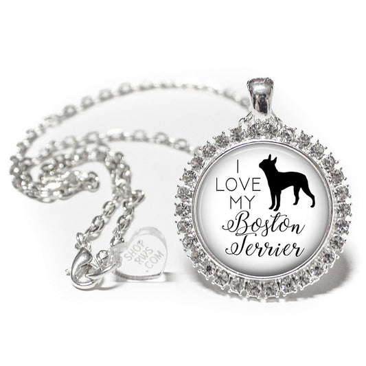 I Love My Boston Terrier Dog Necklace