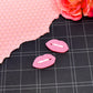 PINK GLITTER LIPS White Teeth 1 Pair Cabochons - Laser Cut Acrylic