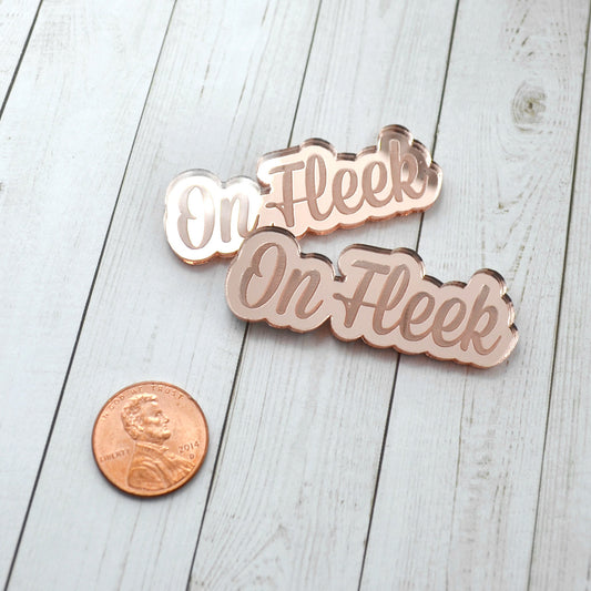 ON FLEEK  2 Rose Gold Mirror Cabochons- Laser Cut Acrylic Cab