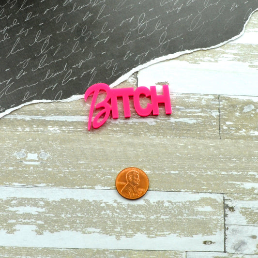 B*TCH WORD CABS in Glossy Hot Pink - Laser Cut Acrylic