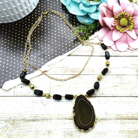 Midnight Geode Beauty 2 Strand Necklace