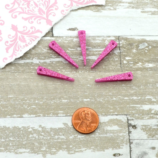 Small Magenta Glitter Spikes 5 Laser Cut Acrylic Charms