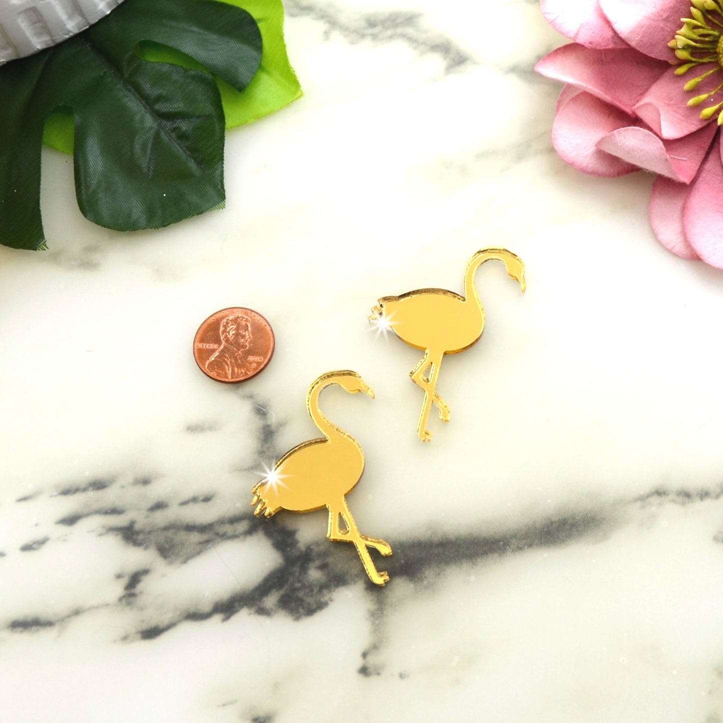 FLAMINGO CABS Set of 2 in Gold Mirror Laser Cut Acrylic
