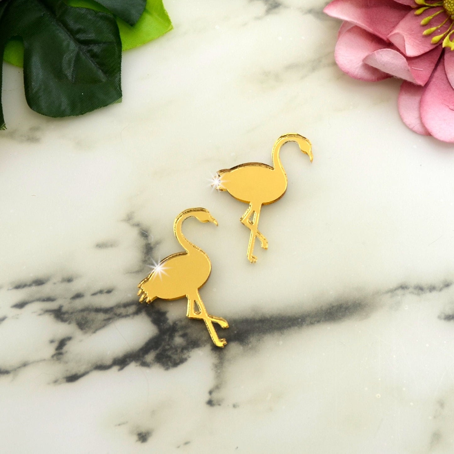FLAMINGO CABS Set of 2 in Gold Mirror Laser Cut Acrylic