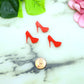 Red Glitter Mini Heel Cabochons 3 Pieces Laser Cut Acrylic