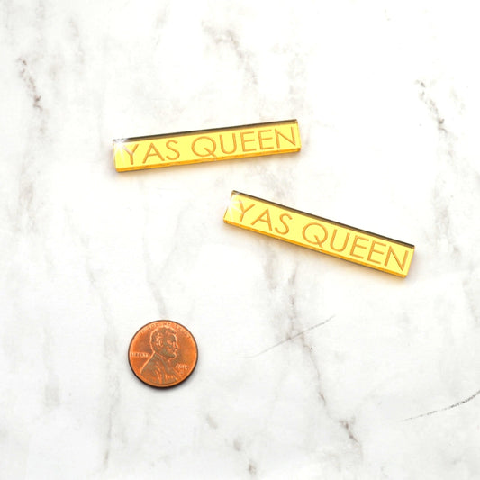 YAS QUEEN - 2 Gold Mirror Cabochons- Laser Cut Acrylic Cab