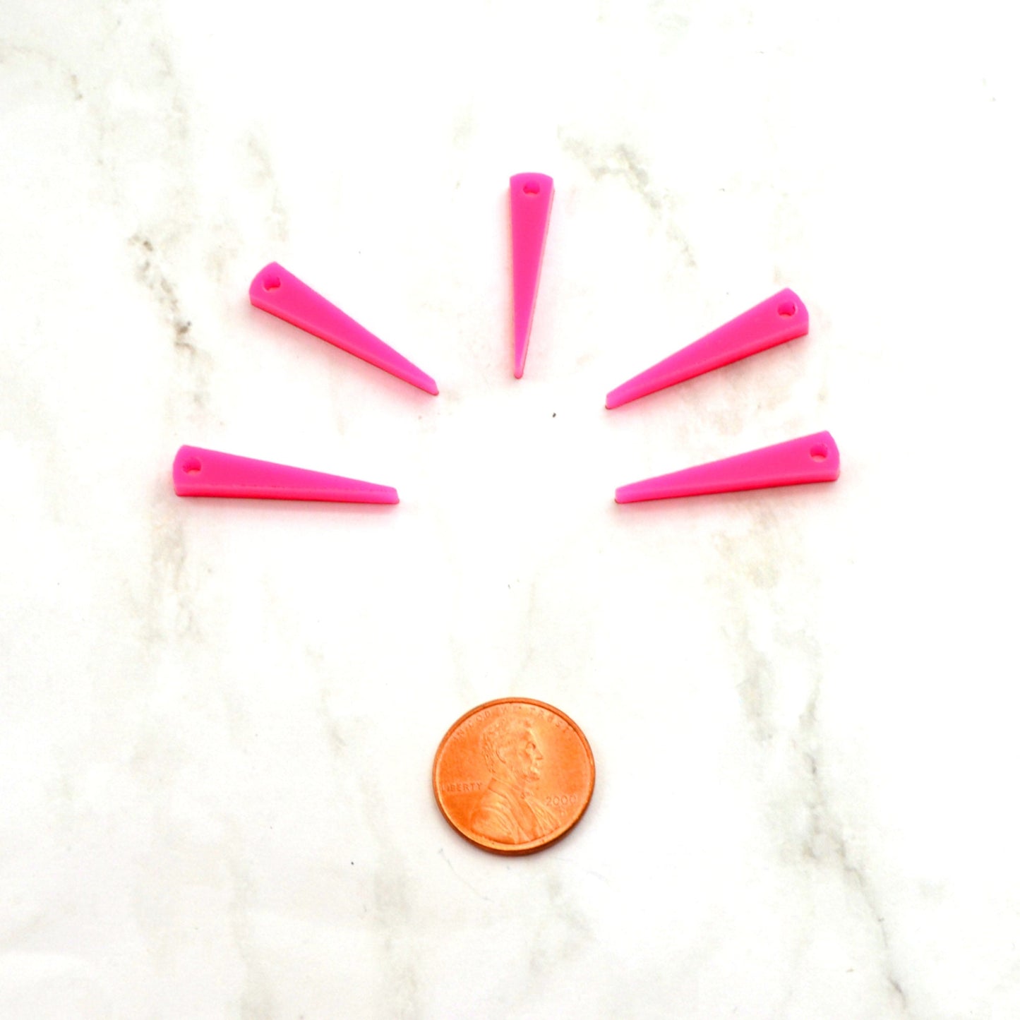 Small Hot Pink Spikes 5 Laser Cut Acrylic Spike Charms