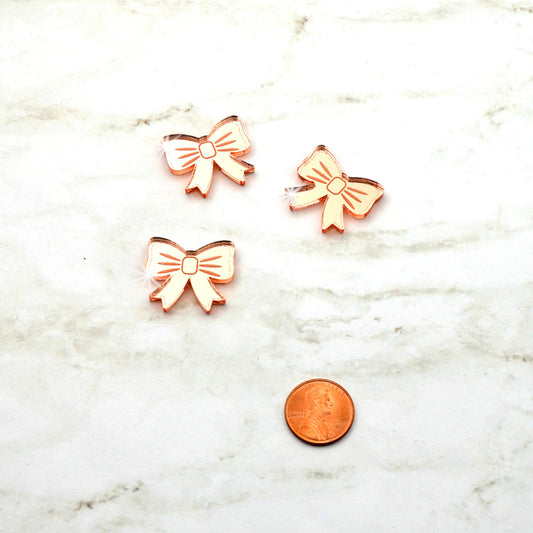 Rose Gold Mirror Bows Cabochons Set of 3 in Laser Cut Acrylic