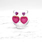 Queen Heart Dangle Earrings - Pink & Gold - Laser Cut Acrylic