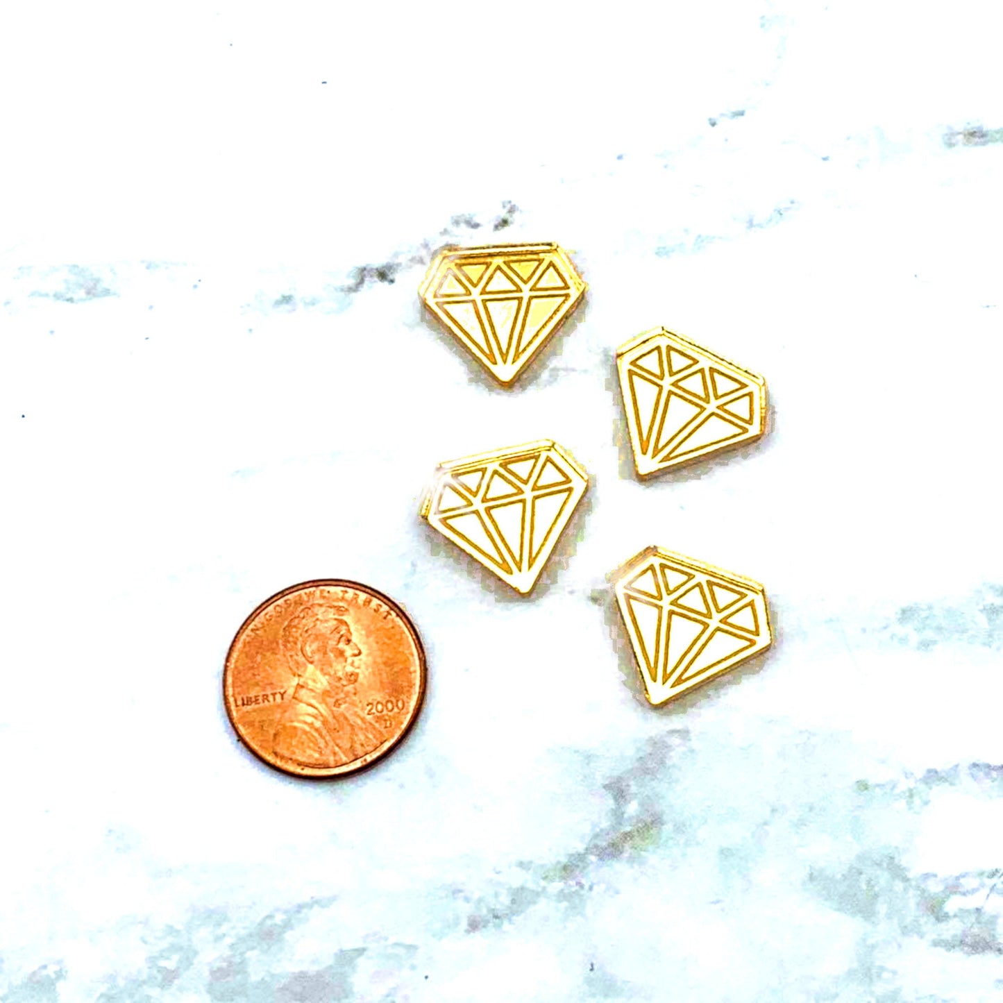 MINI DIAMOND CABOCHONS Gold Mirror Laser Cut Acrylic