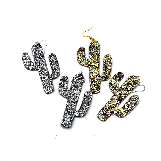 SALE Desert Glitz and Glam Earrings Gold or Silver Saguaro