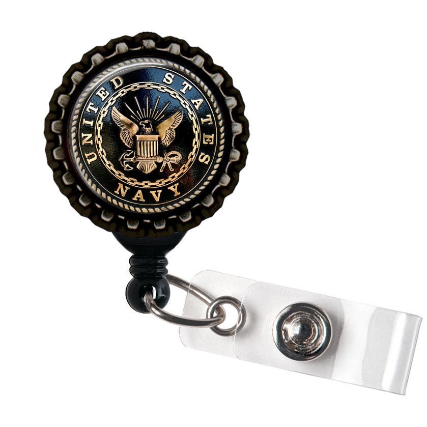 Navy Badge Reel Retractable Badge Reel ID Holder