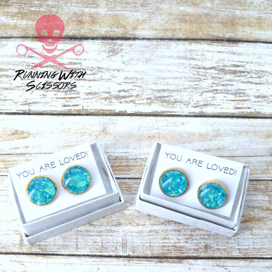 BLUE OPAL STUDS Sending Love 2 Earring Set