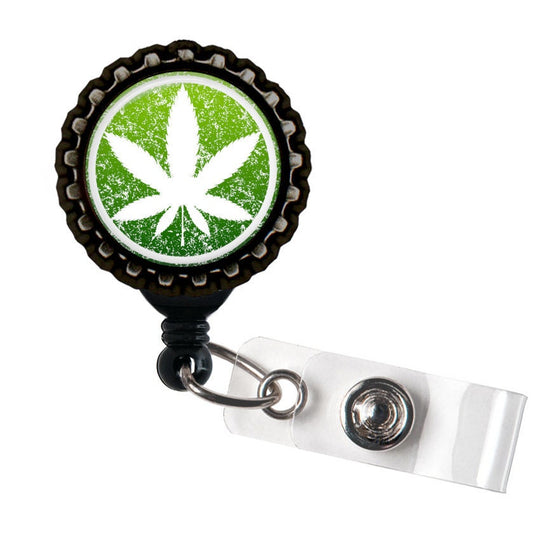 MARAJUANA LEAF MATURE Black Retractable Badge Reel Id Holder