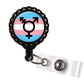 TRANSGENDER PRIDE Rainbow and Black Retractable Badge Reel ID Holder